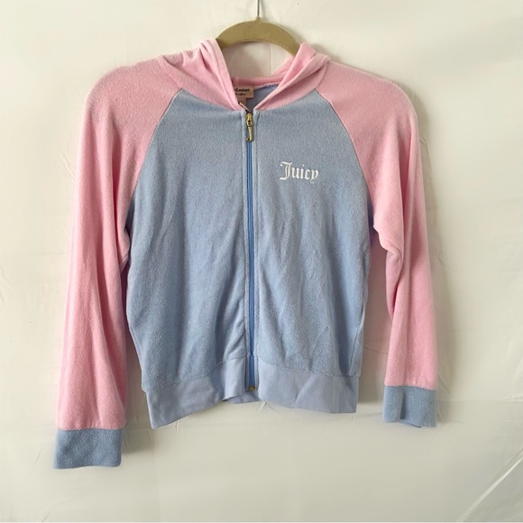 Juicy Couture pastel pink blue velour Terry zip up hoodie jacket small - Picture 2 of 5